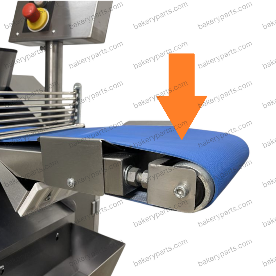 Machine belt discharge belt volumetric dough divider pyramid structure